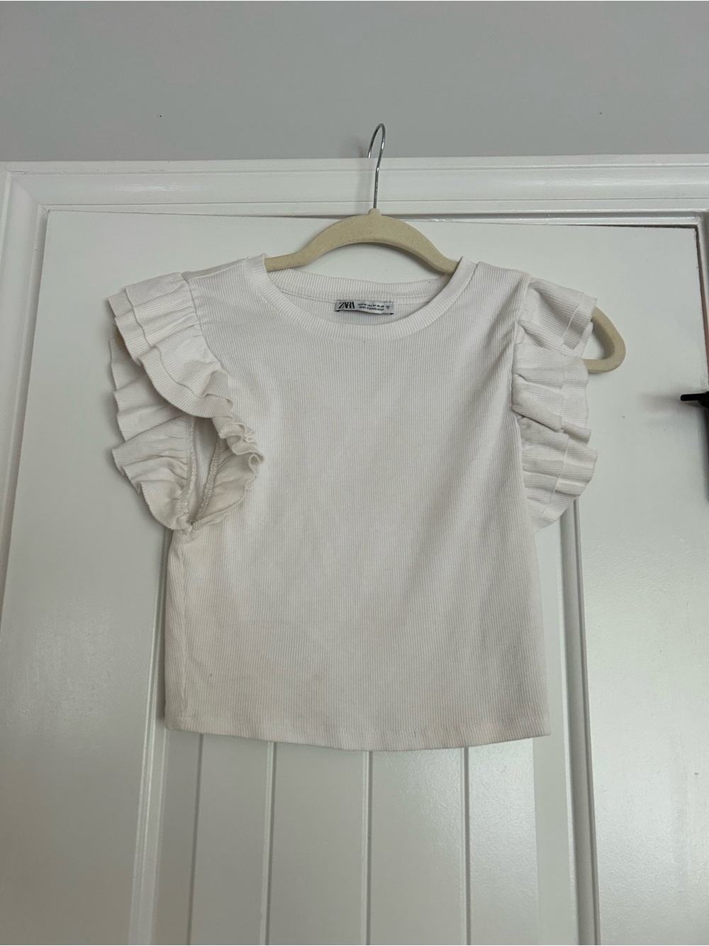 Zara Cream Layered Ruffle Sleeve Tee